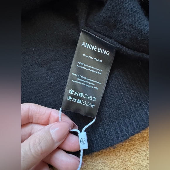 🍂NWT ANINE BING Lee Black Sweater 100% Cashmere - Picture 7 of 11